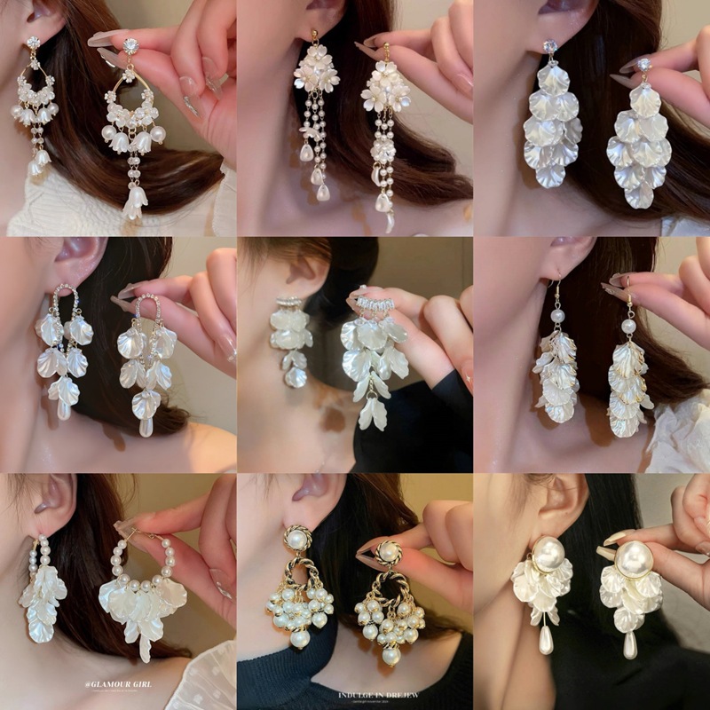 French Flower Pearl Tassel Earrings for Women, Holiday Style, Sweet and Elegant Earrings, Accessible Luxury and High-End Earrings for Women