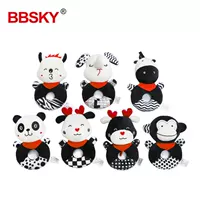 Bbsky ребенок черный белый красный ручная погремушки новорожденный мультфильм животное ручное кольцо детское ручное игрушка