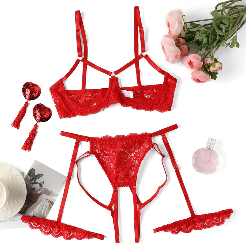 European and American Style Valentine's Day New Sexy Hollow-Out Three-Piece Lingerie Set with Tassels European and American Style Valentine's Day New Sexy Hollow-Out Three-Piece Lingerie Set with Tassels