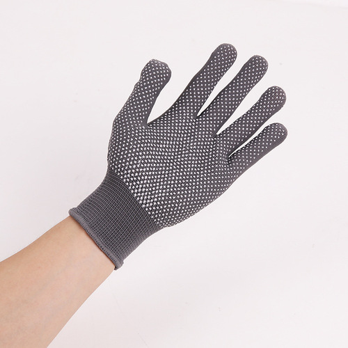 Work gloves, nylon anti-slip gloves for drivers, loading, point glue, thin model, 13-point embossed work gloves for men and women.