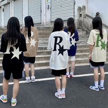 夏季衣服上衣女设计感纯棉白t短袖t恤女宽松休闲风动漫卡通情侣装