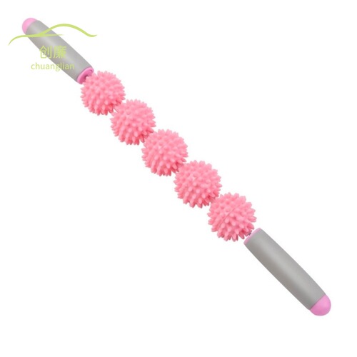 Hedgehog ball muscle massage stick, three-ball wolf tooth fascia stick, relaxation roller yoga massage wheel, five-ball yoga stick