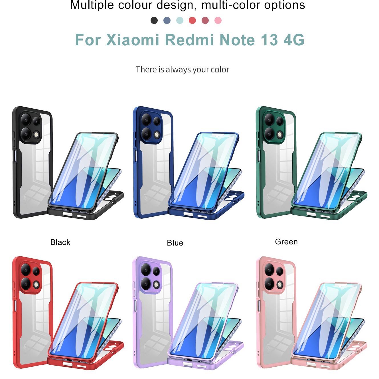 跨境适用红米NOTE14PRO壳膜一体琪彩360手机壳小米XM15PRO保护套
