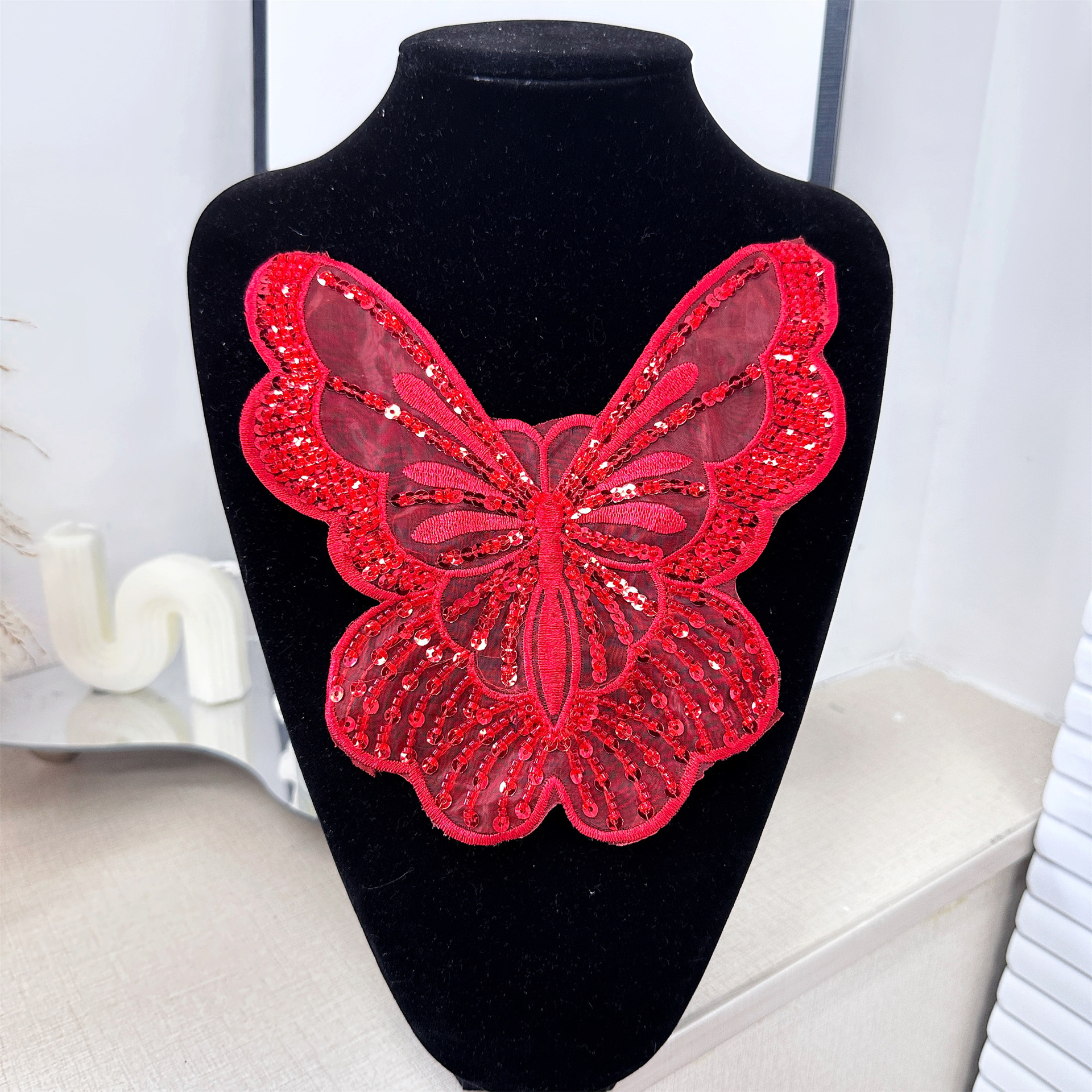 Nuevo bordado con cuentas de encaje mariposa grande pegatinas de tela DIY vestido de novia falda parche pegatinas calcomanías Accesorios image 6