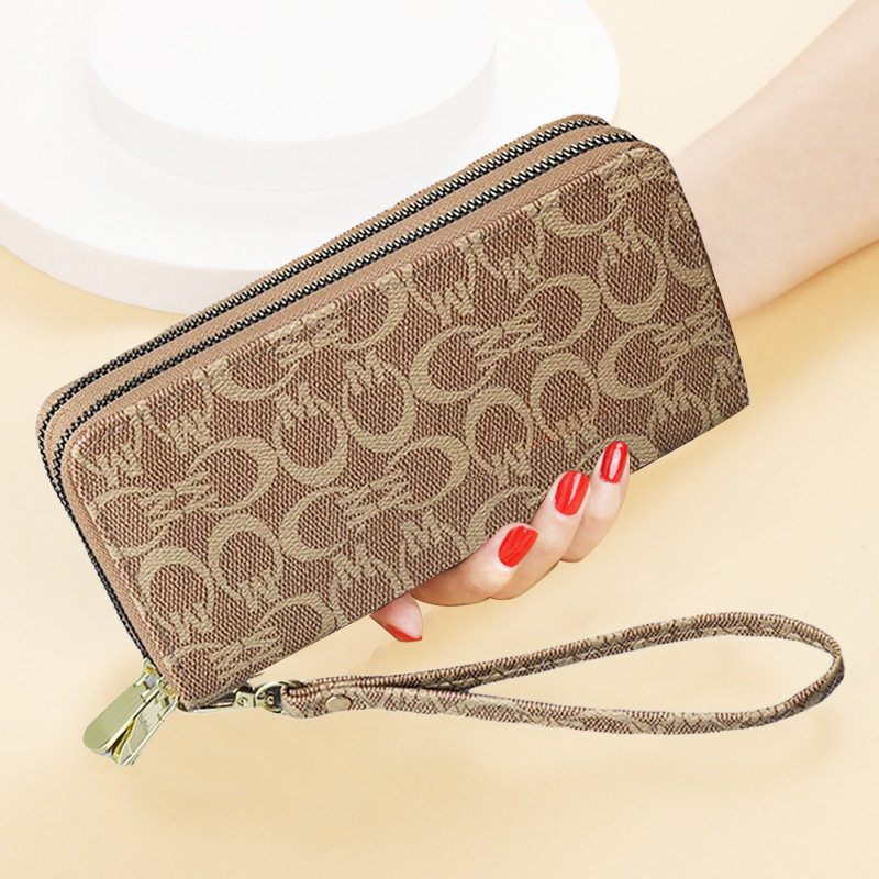 Ladies long wallet 2025 new generation of Europe and the United States large capacity double zipper mobile phone bag mother clutch bag Ladies long wallet 2025 new generation of Europe and the United States large capacity double zipper mobile phone bag mother clutch bag
