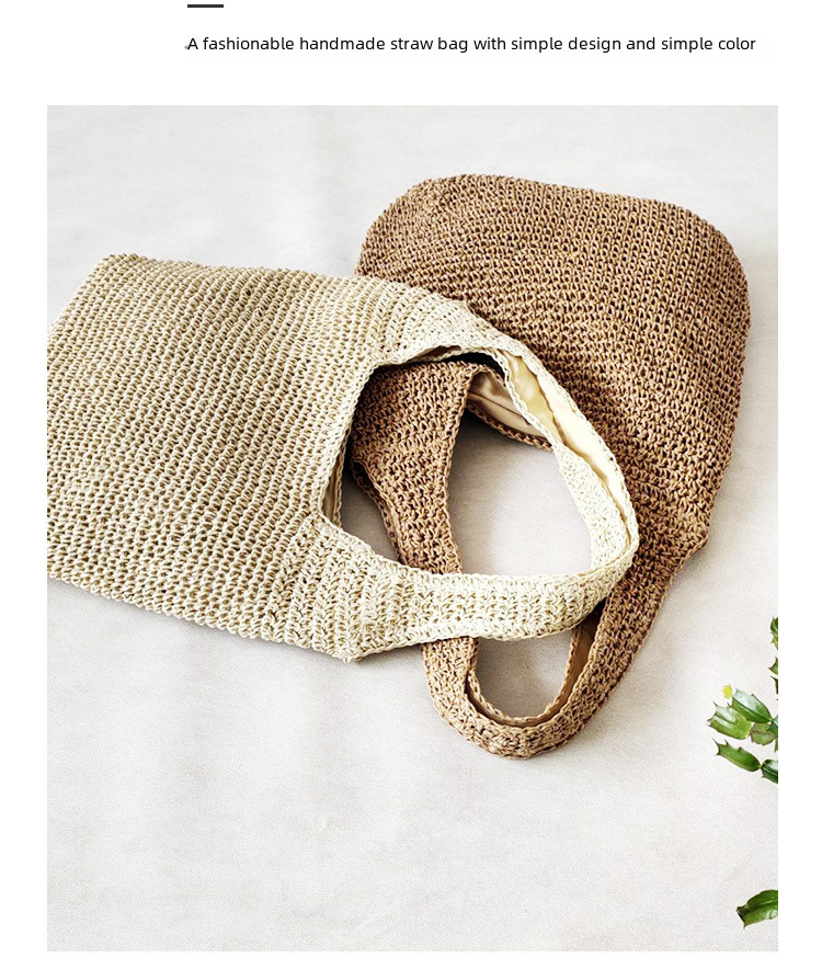 Women's Woven Shoulder Bag, Handmade Straw Beach Handbag_voghion.com