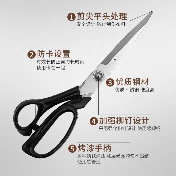 Artesanía alemana, tijeras de sastre de acero, tijeras grandes, tijeras de coser, tijeras para ropa, tijeras domésticas de tela de corte de 8-10 pulgadas