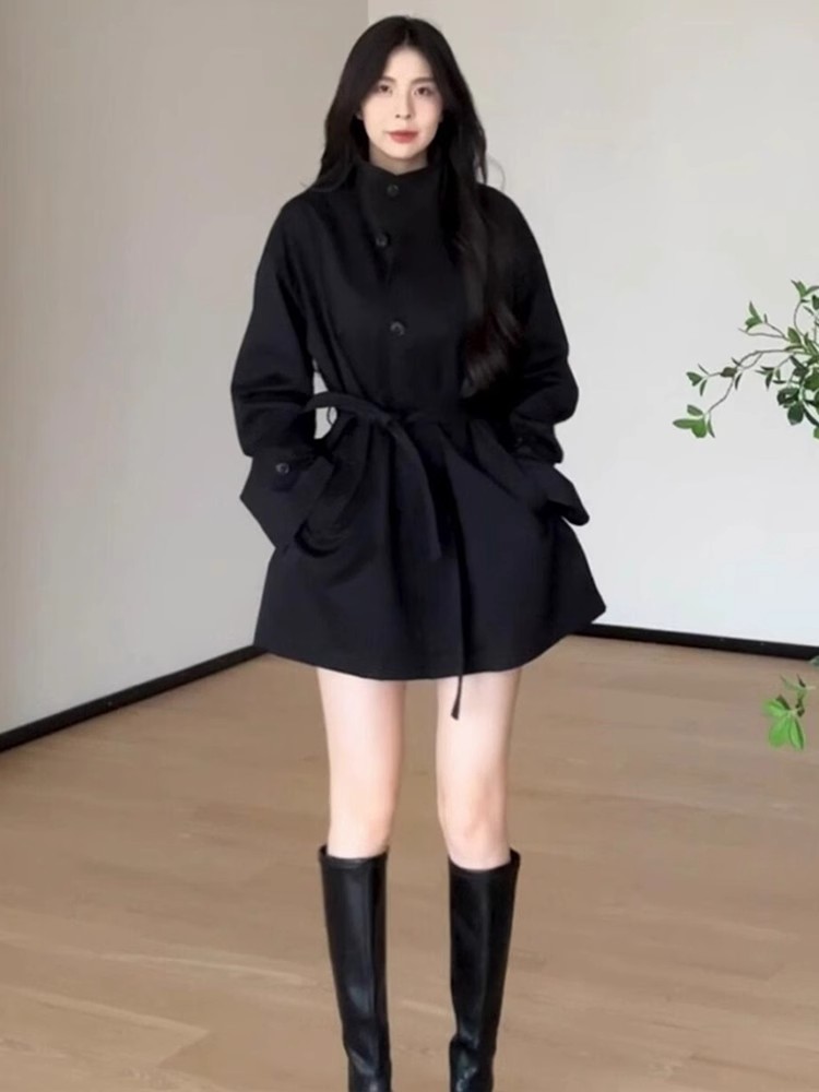 2024 년 신형 양면 양모 코트 여자 가을 · 겨울 중견 한국식 쇼트 캐시미어 봉제 코트