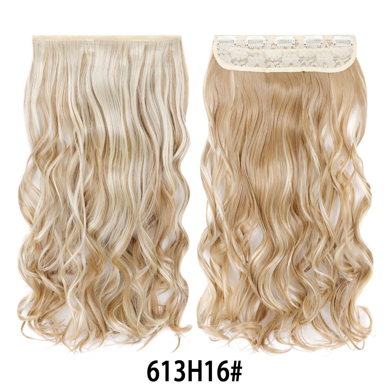 Extensión de Cabello de 5 Clips de 18 Pulgadas de Fibra de Alta Temperatura Rizado para Señoras