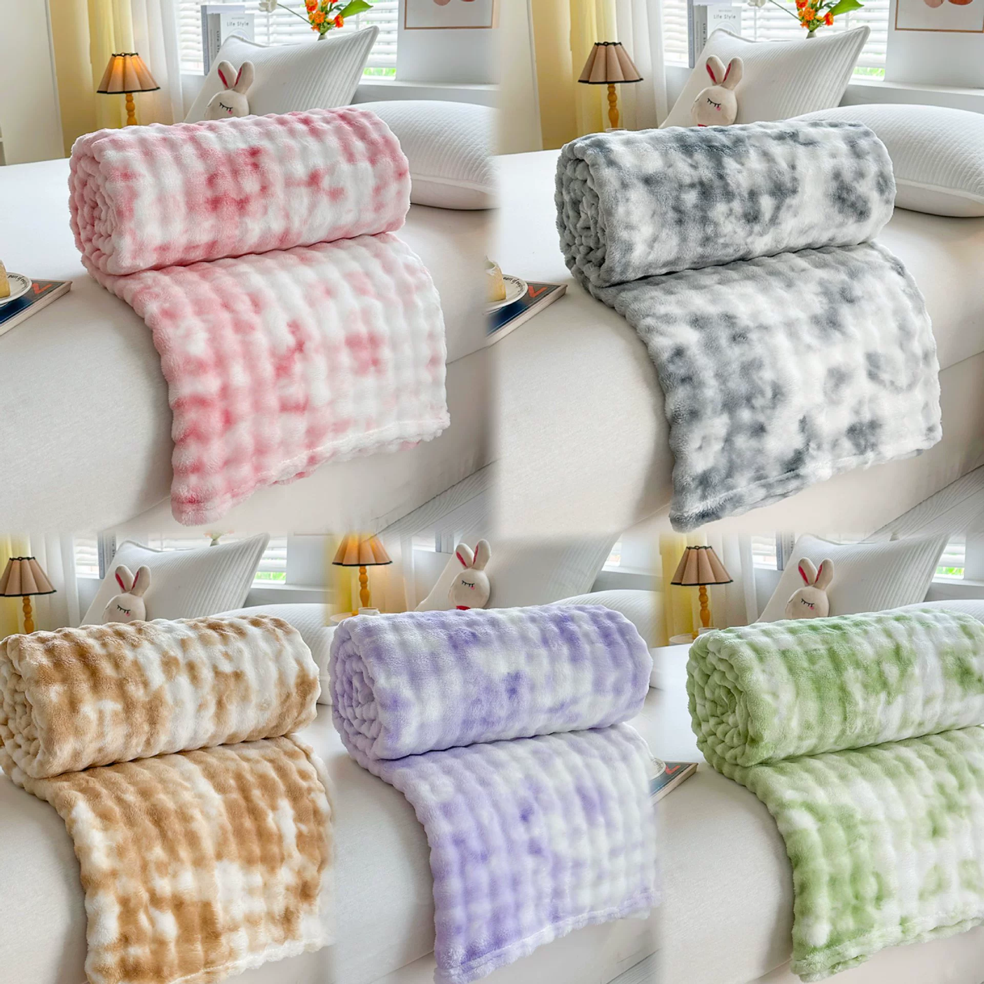 Плед с узором из баббл-вельвета, утолщенный фланелевый плед, плед из молочного вельвета для офисного сна, плед из кораллового вельвета