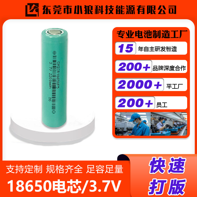 源头厂家18650锂电池2200mah可加板出线手电筒发热垫锂电芯