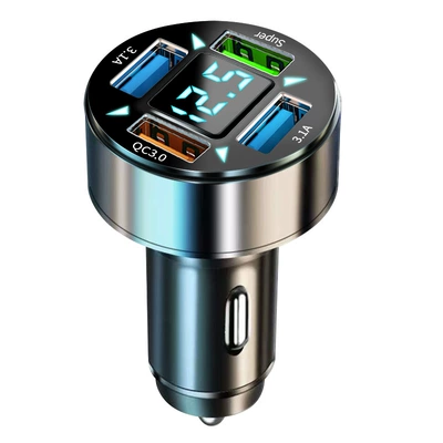 Alloy Ring Digital Display Flash | Mobil şarj cihazları - bare-metal-opp-bag-four-usb-super-fast-charge