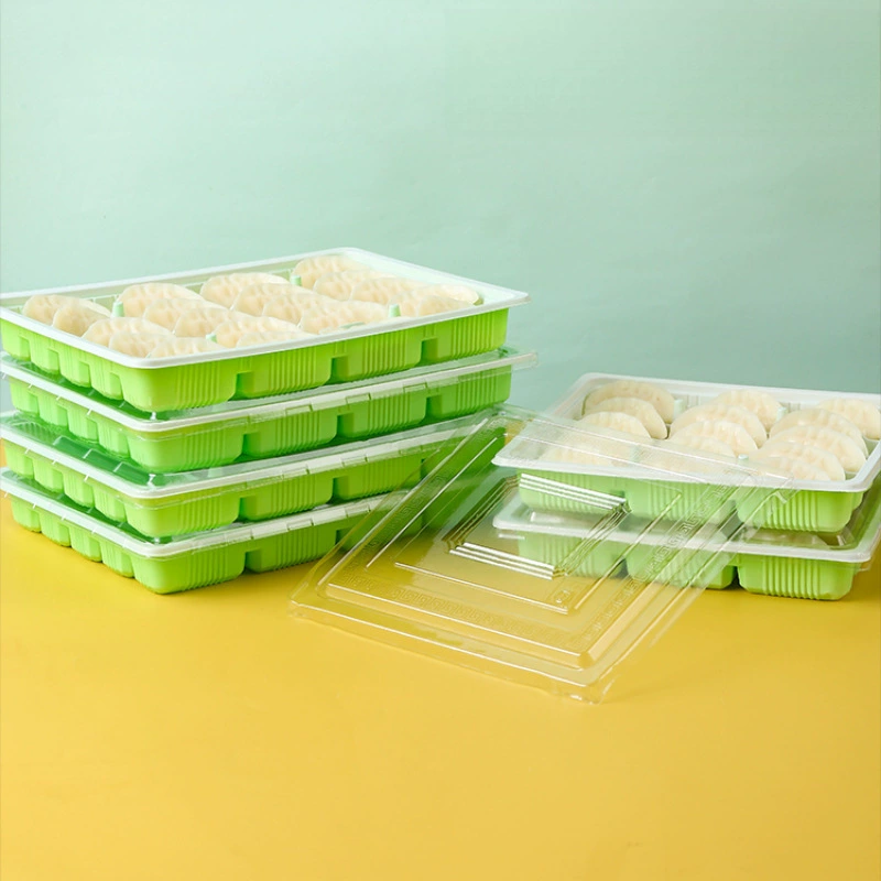 Одноразовая коробка для пельменей, специальная упаковочная коробка для сырых и приготовленных быстрозамороженных пельменей, коммерческая пластиковая коробка с крышкой.