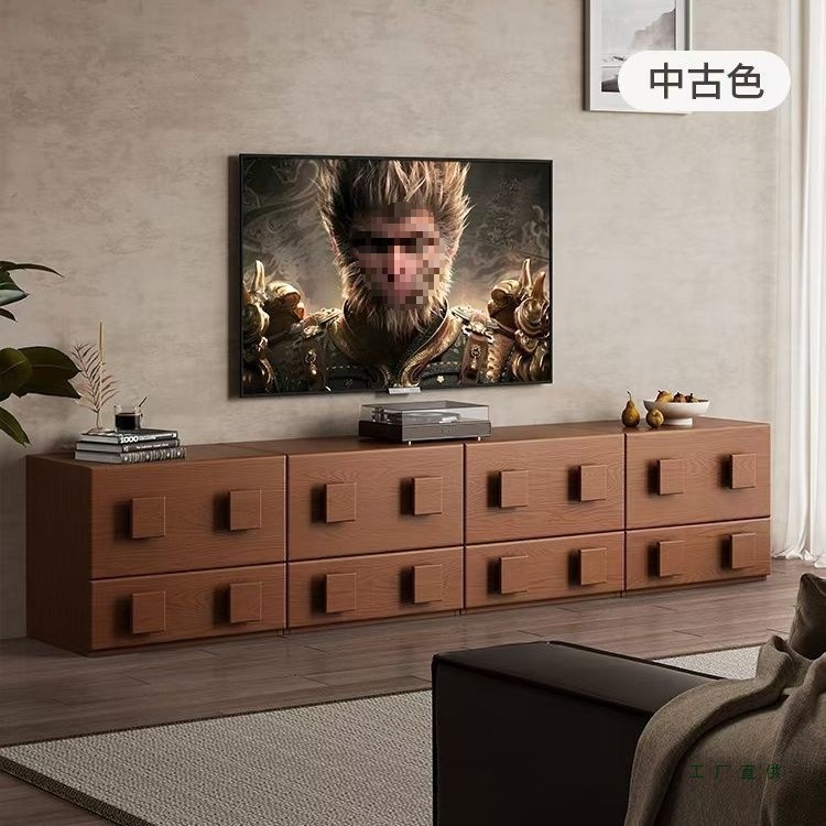 实木中古风斗柜电视机边柜客厅家用落地现代简约餐边柜组合卡门柜