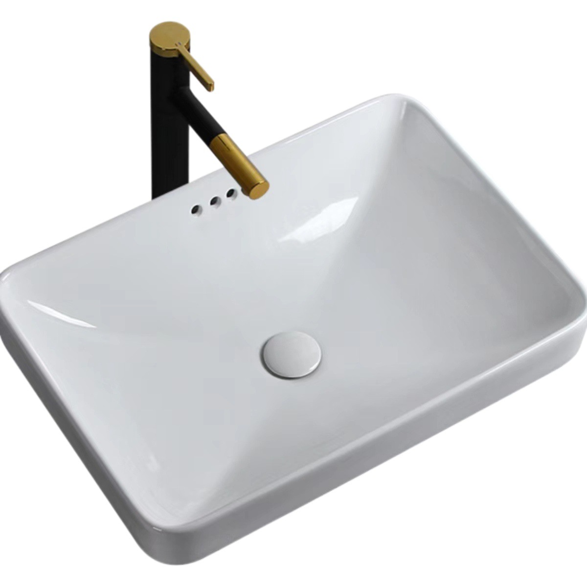 Hotel incrustado Cuenca Superior cuadrado lavabo de gran tamaño baño lavabo de cerámica lavabo Cuenca Media