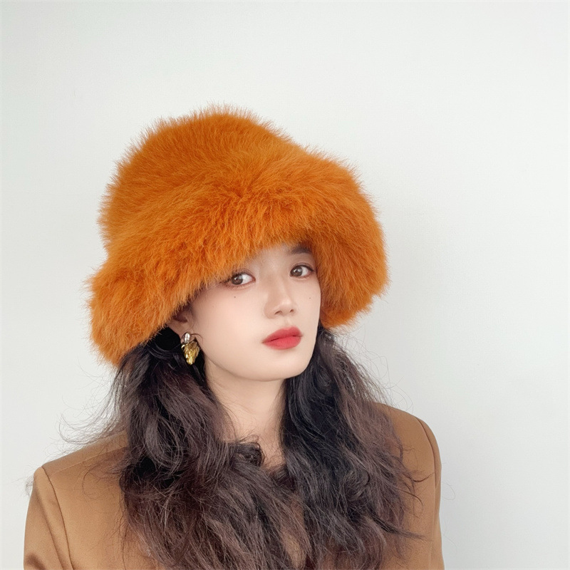 Lyxig vinter bucket hat i fuskpäls unisex_voghion.com
