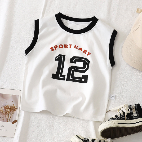 Children's cotton summer T-shirt for boys sleevless