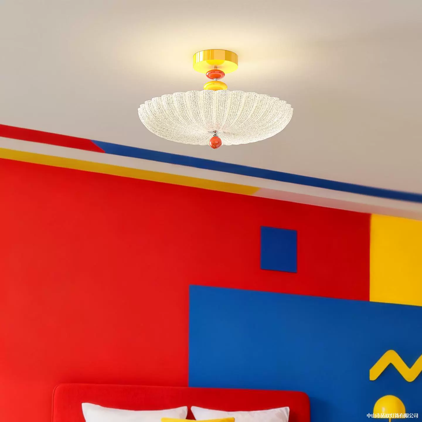 孟菲斯2025年家用新款卧室简约风吸顶灯创意个性圆形主卧书房吊灯