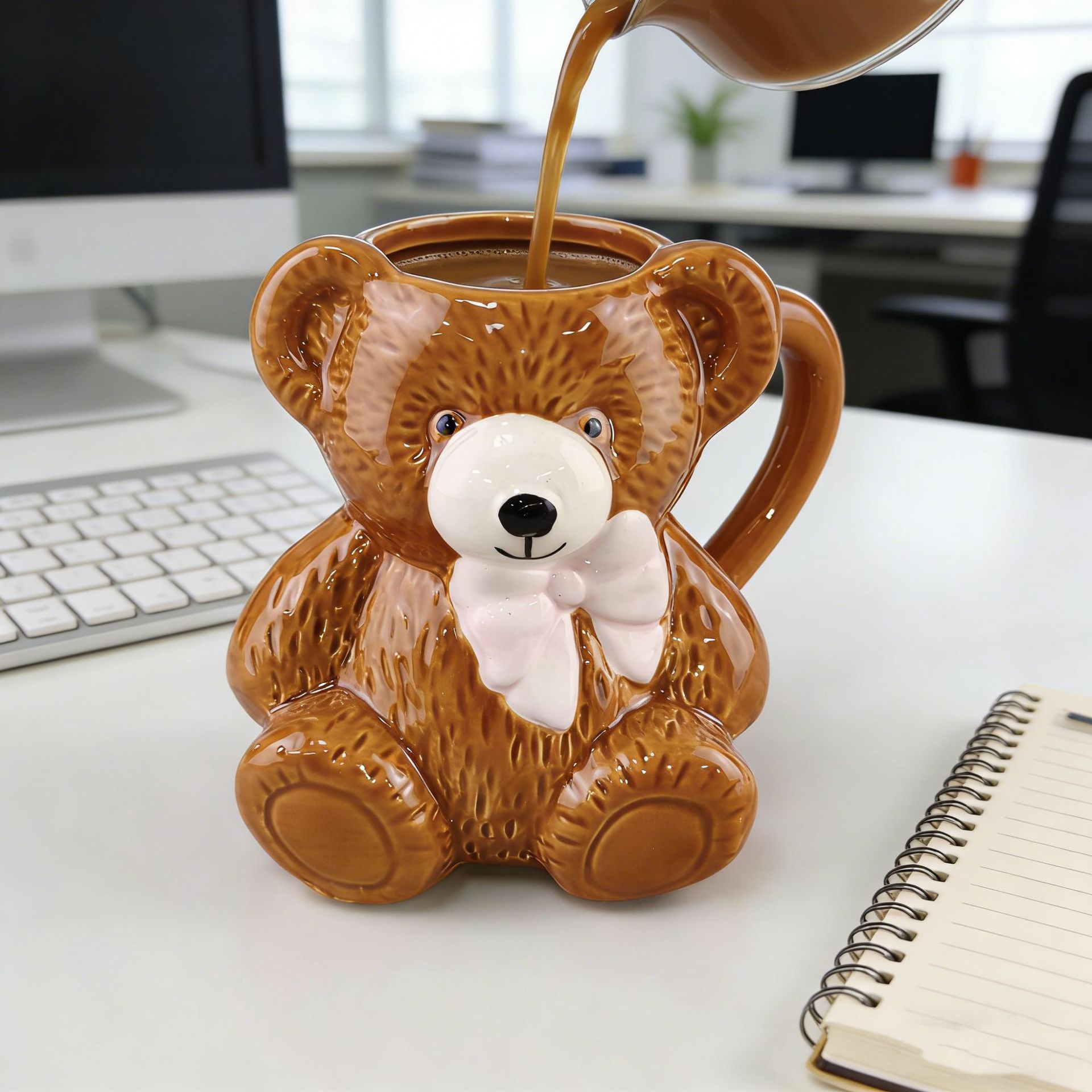 Inventario creativo transfronterizo de alto valor facial lindo oso de juguete taza de caricatura cerámica bebida copas de cumpleaños de agua