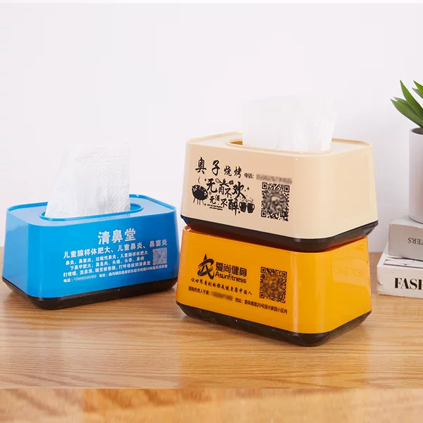European-style light luxury advertising tissue box customization printable logo Text customization tissue box napkin carton customization activity