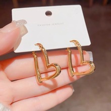 韩国ins简约爱心金属耳扣女小众气质百搭耳环轻奢高级感耳饰批发