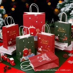 クリスマスギフトバッグパーティーホリデーキャンディ包装袋サンタクロース赤いクラフト紙ハンドバッグギフトバッグ