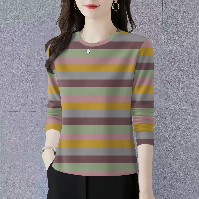 Wholesale 2026 Spring and Autumn New Style Mom's Long-Sleeve Round-Neck Striped T-Shirt Women's Top Dropshipping Wholesale 2026 Spring and Autumn New Style Mom's Long-Sleeve Round-Neck Striped T-Shirt Women's Top Dropshipping