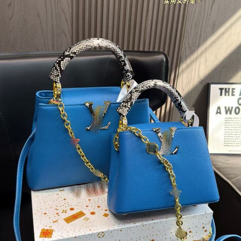 New Foreign Trade Model Louis Snake Print Handle Chain Shoulder Strap Single Shoulder Crossbody Bag Lychee Pattern Handbag Killer Bag for Ladies New Foreign Trade Model Louis Snake Print Handle Chain Shoulder Strap Single Shoulder Crossbody Bag Lychee Pattern Handbag Killer Bag for Ladies