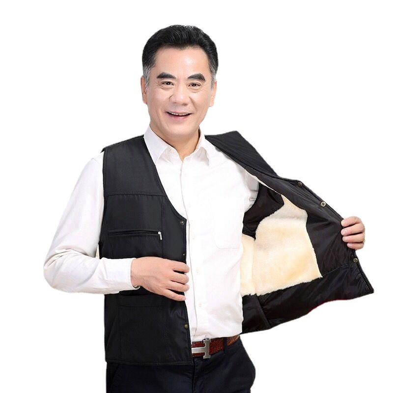 Liner de cabello, papá, hombre de mediana edad, chaleco de caballo, chaleco de algodón grueso.