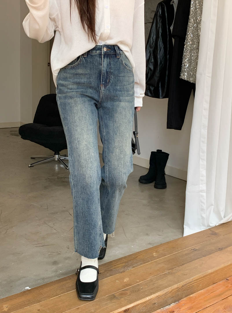GAGD retro blue four-sided elastic slim nine-inch jeans for women, Korean style, high-waisted, slimming, slightly flared jeans pic 10