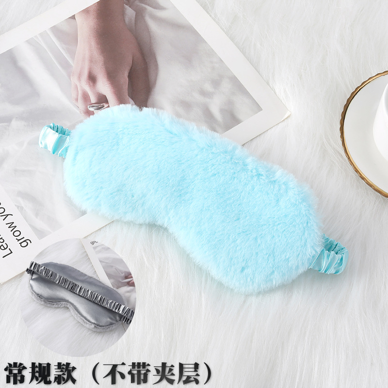 Spot piel de conejo pequeña máscara para dormir máscara para dormir máscara para ojos de felpa máscara para ojos transpirable de seda de imitación agradable para la piel máscara para ojos agradable para la piel de otoño e invierno