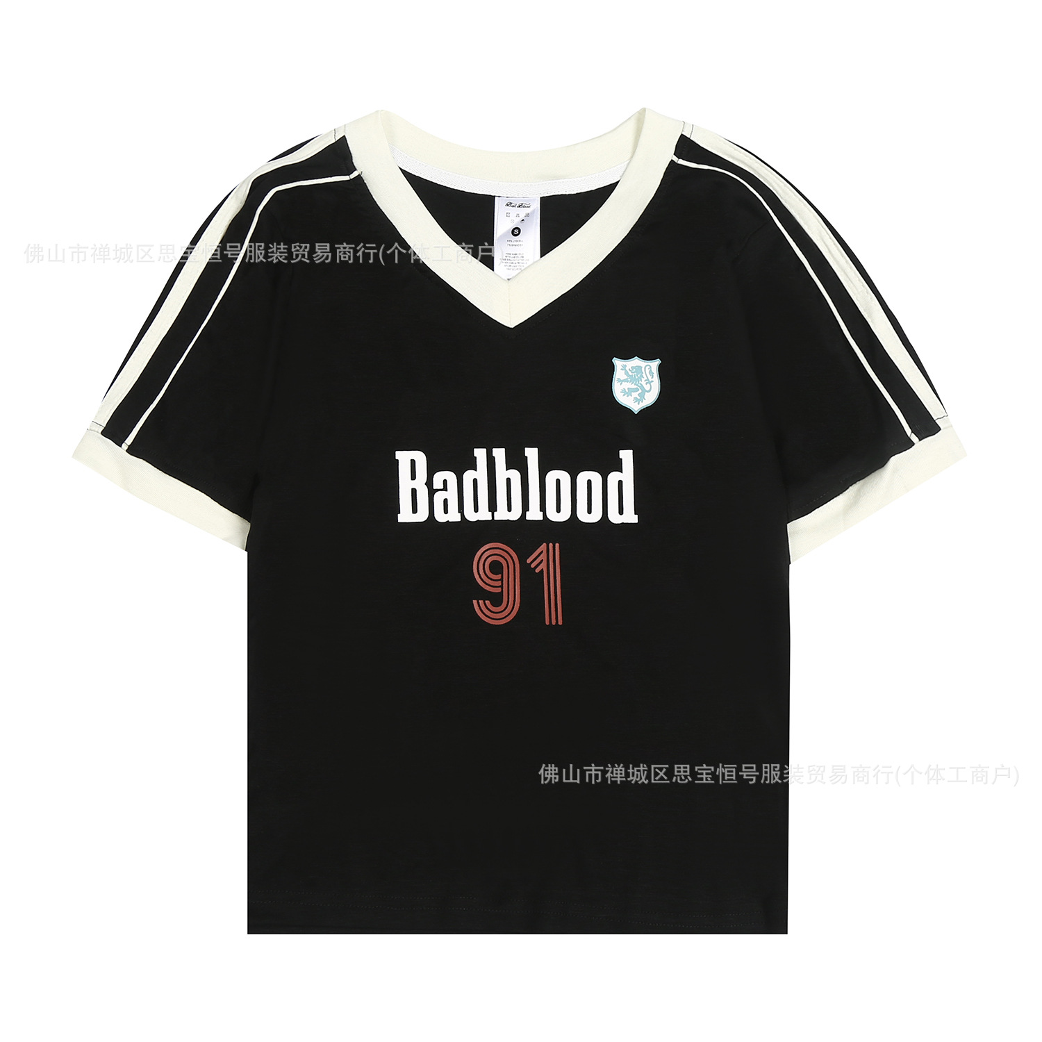 Badblood ルーズ Tシャツ レディース 夏新作 V ネック半袖ジャージ カレッジスタイル アメリカンレター刺繍トップ トレンド