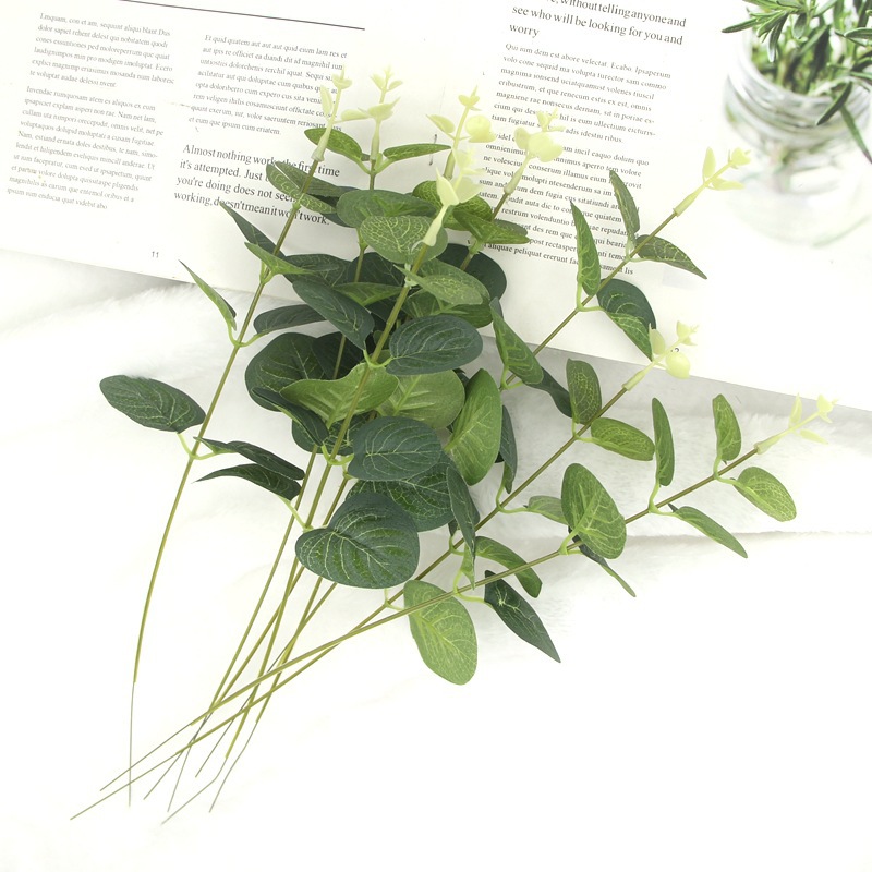 Simulated Single Stem Money Leaf Eucalyptus Leaf Artificial Flowers, Simulated Green Plants, Wedding Decoration Materials, Artificial Leaves Wholesale