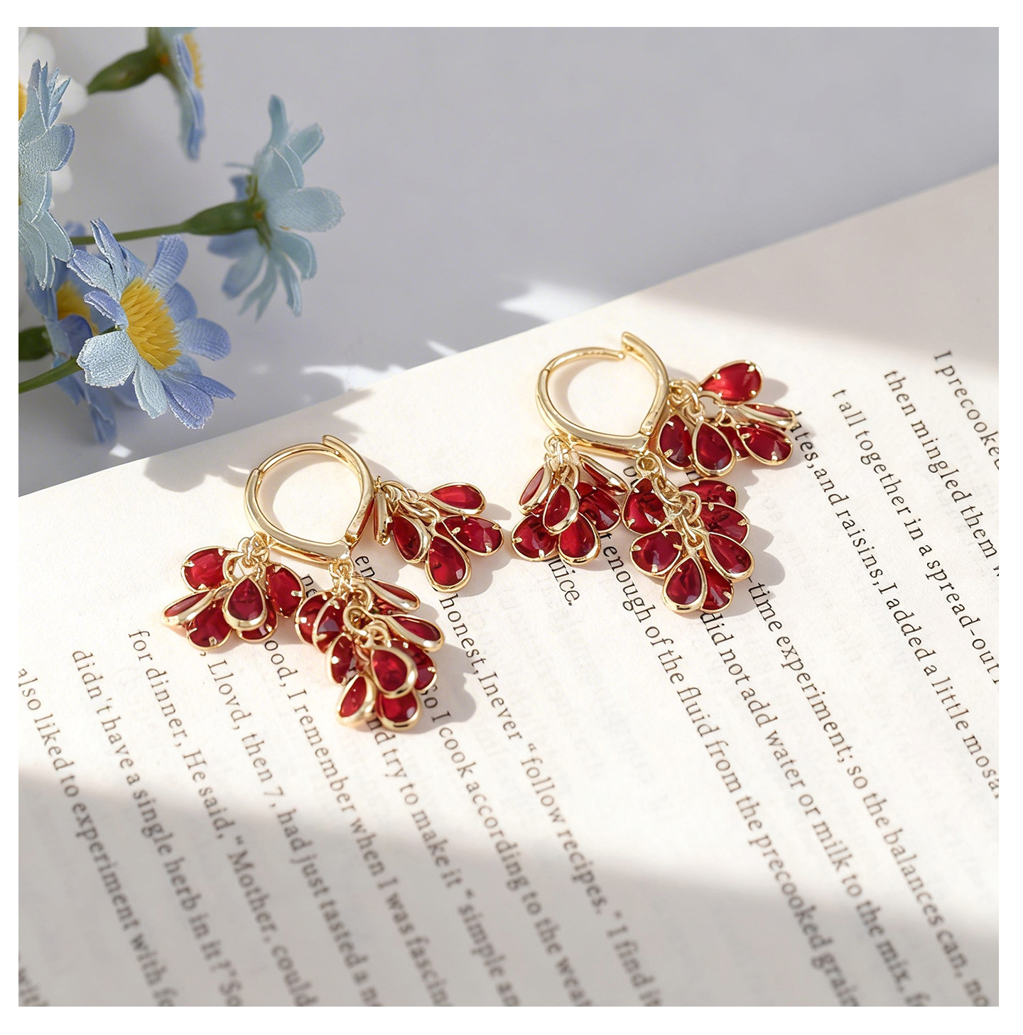 Retro rojo goteo mosquito bandeja personalidad abrazadera pendientes de cristal lingüizo estilo chino elegante sin agujeros de orejas pendientes