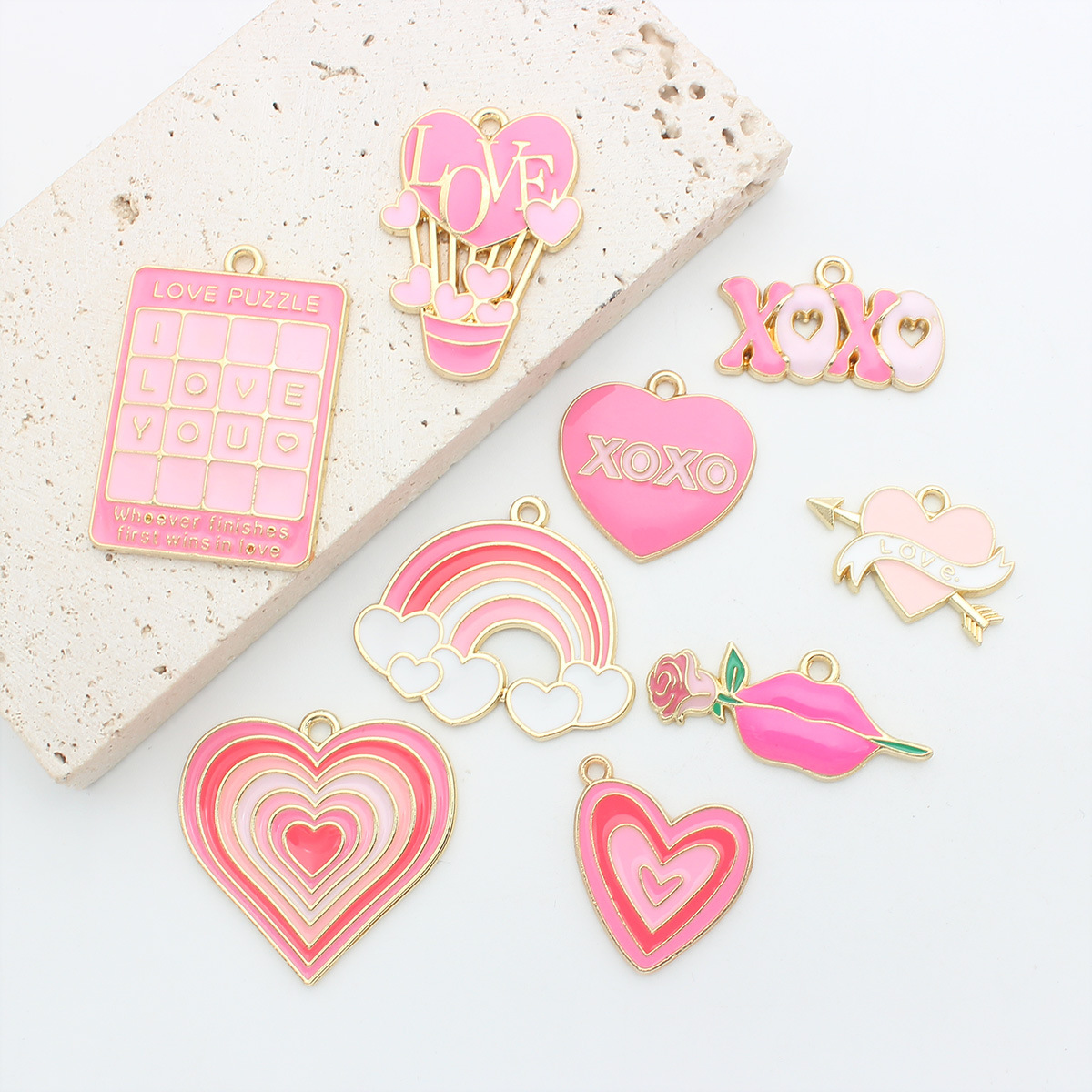 10*12mm Jewelry Making Size 10 PCS/Package 10*12mm Alloy Heart Shape Flower Pendant