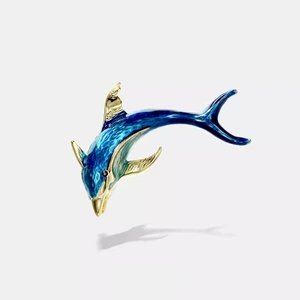 Chinese Style Dolphin Brooch High-end Women's Exquisite Enamel Color Corsage Design Sense Niche Pins Suit Cardigan Accessories
