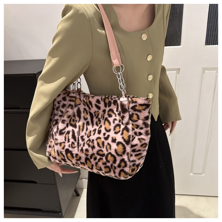 Women's fashion large capacity tote bag leopard print one shoulder underarm bag trend_voghion.com