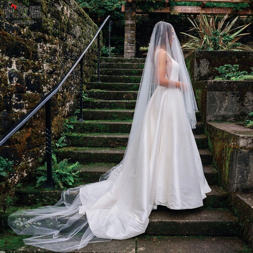 Youlapan wedding veil simple double layer plain gauze white nude gauze bride wedding veil with hair comb V131
