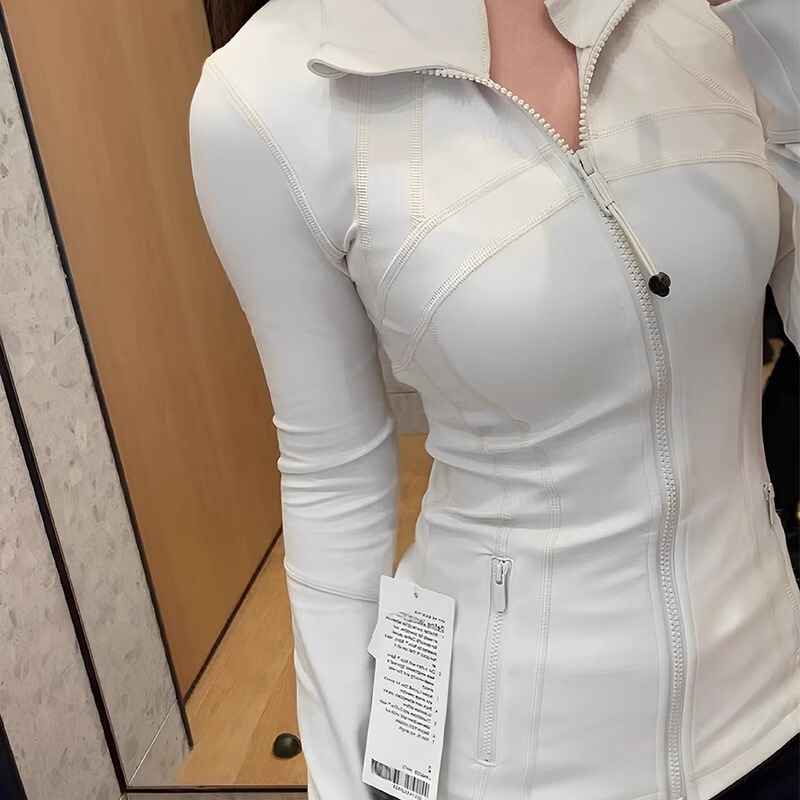 Lu Same Style Yoga Wear Brushed Stand-Up Collar Long-Sleeved Waist-Cinching Top Paired with a Skin-Friendly, Slim-Fitting Running Sports Jacket