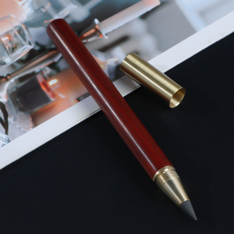 Lápiz eterno de madera que escribe el estudiante que afila borrable-La pintura sin lápiz no es fácil de romper y no puede terminar de escribir el logotipo imprimible del lápiz