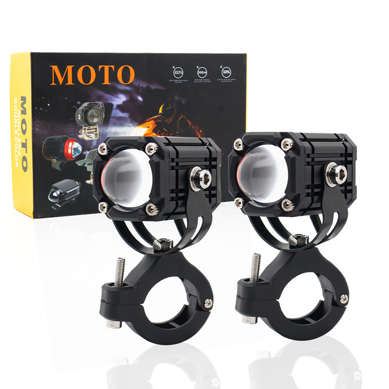 Lente de condensador superbrillante para motocicleta eléctrica, flash de explosión de ojos de demonios, luz de alto y corto alcance de dos colores, luz delantera para pavimentación de carretera