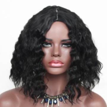 AliExpress pelucas transfronterizas mujeres Europa y los Estados Unidos venta caliente de lana rollo de rizos cortos de fibra química de alta temperatura cabeza completa en stock primero