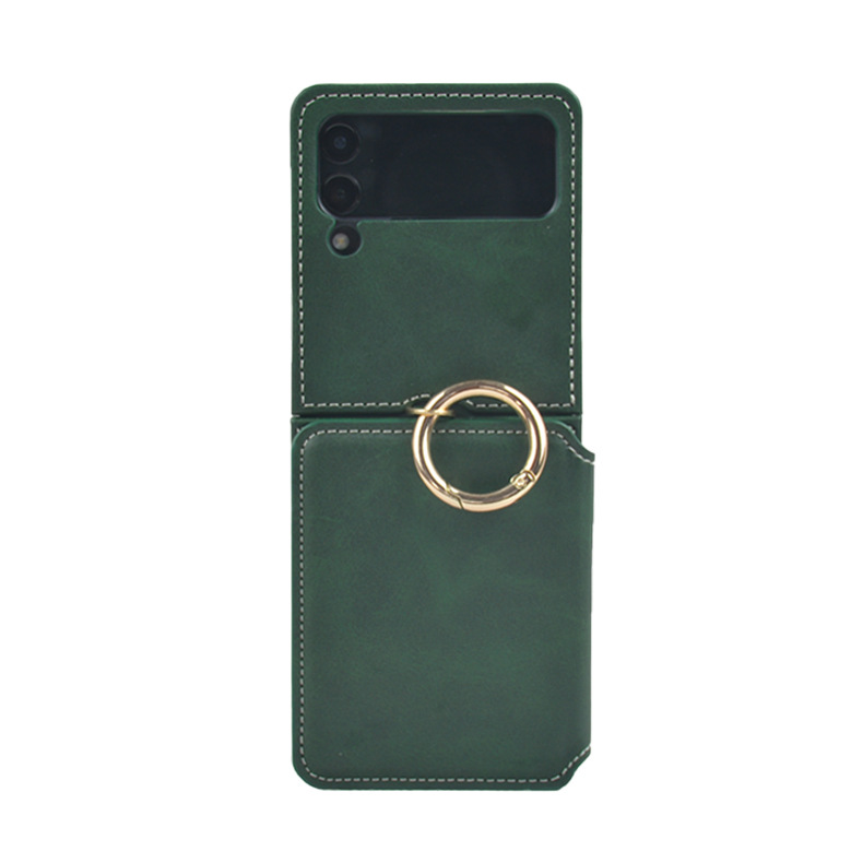 Adecuado para Samsung zflip4 Funda de cuero Tarjeta de inserción caja del teléfono Samsung zflip5 patrón de becerro plegable pantalla soporte teléfono caso