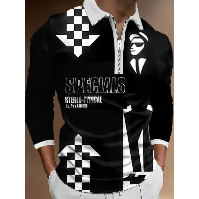 Deportes para hombres malla suelta transpirable manga larga cremallera POLO camisa 2024 venta caliente estampado 3D hombres todo fósforo