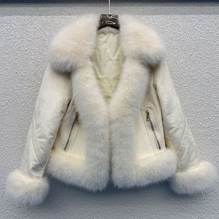 Haining 2024 New Fur Fox Short Thickened Fur Collar Fur Coat Sheep Leather Coat
