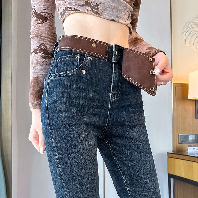 Summer Irregular Waist Jeans for Women, Winter Tight-Fitting New Cigarette Pipe Pencil Pants with Boots