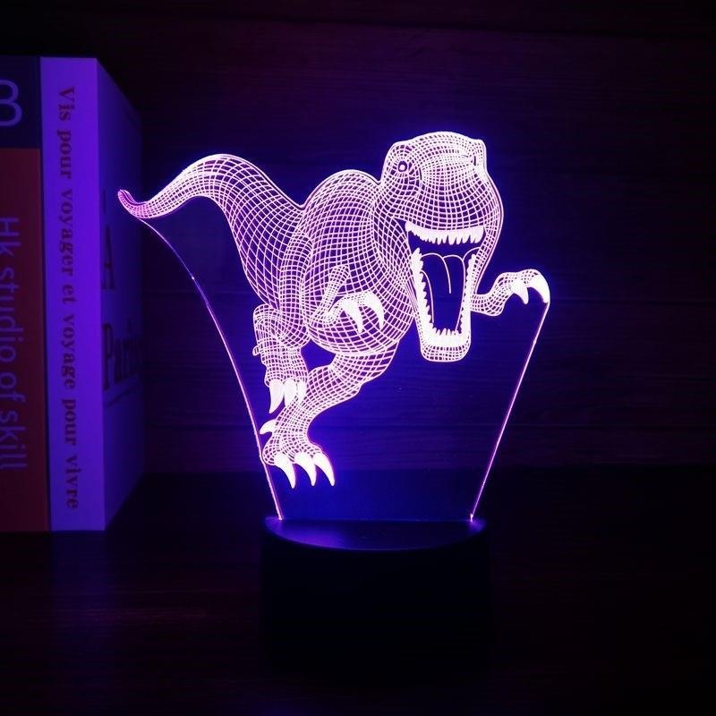 3D恐龙小夜灯儿童礼物书桌房间床头装饰电池USB插电LED夜光小恐龙