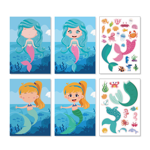 CM2210004 Mermaid DIY stickers Mermaid stickers Cross-border Mermaid face changing stickers