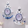 Mediterranean style blue and white boat rudder rude anchor creative personality Hanging clock electronic watch decoration navigation clock