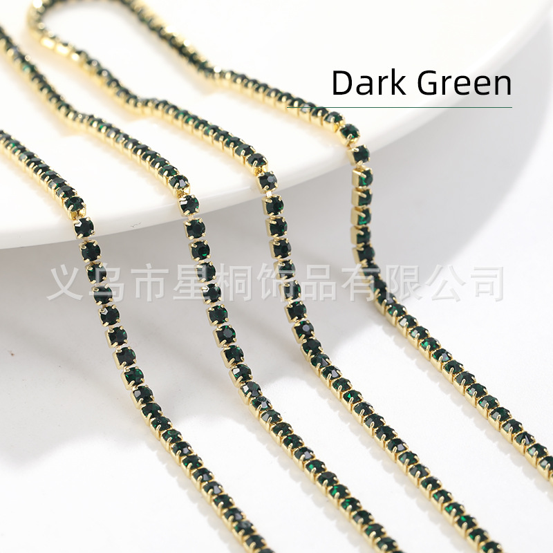 Ventas directas transfronterizas 2mm-3mm fondo de cobre color cuatro esquinas cadena de garras cadena de diamantes densa ropa de bricolaje accesorios para vestidos de novia